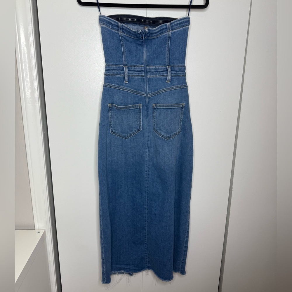 Pilcro - The Madi Front-Slit Denim Dress Strapless Western Boho - XSP - Picture 7 of 15
